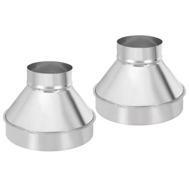 Imagem de PATIKIL Conector redutor de duto redondo de 20 a 10 cm, 2 peças adaptador de duto de ar de aço galvanizado para sistemas de ventilação em linha de banheiro, cozinha, tom prateado