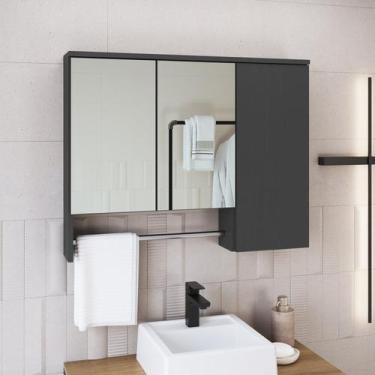 Imagem de Armário Espelheira para Banheiro Olívia com 3 Portas e Toalheiro - FAE