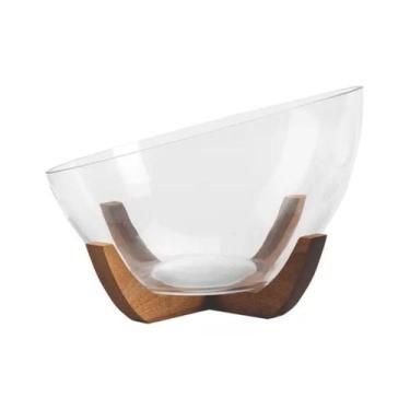 Imagem de Saladeira de Vidro com Base 22 cm Mimo Acácia VD24045 - Mimo Style