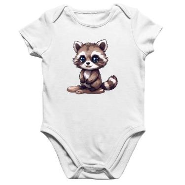 Imagem de Body Bebê Algodão Guaxinim Fofinho - Foca na Moda, Branco, GG