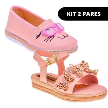 Imagem de Kit 2 Pares Sapatilha e Sapatilha Feminina Infantil Menina Escolar - C