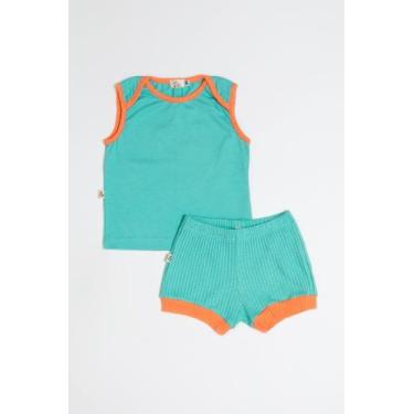 Imagem de Conjunto Regata e Short Verde Água de 3 a 6 meses - nó & nó
