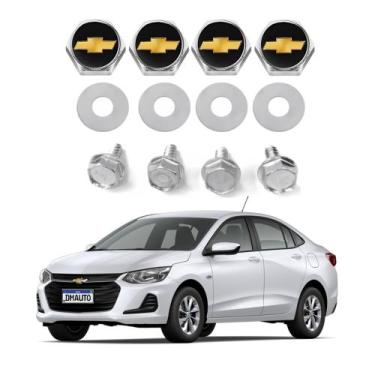 Imagem de Kit 4 Parafusos De Fixar Placa de Carro com Emblema GM Chevrolet Unive