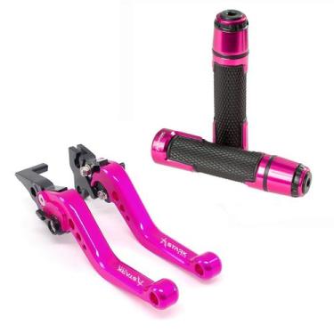 Imagem de Kit Manete E Manopla Pegasus Stark Race Moto Yamaha Mt 03, Pink
