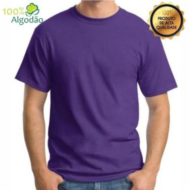 Imagem de Camiseta Roxa Camisa Masculina Básica 100% Algodão 30.1 Premium - LP M