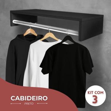 Imagem de Arara Organizador De Roupa Cabideiro Parede Suspenso - KELAN, Preto