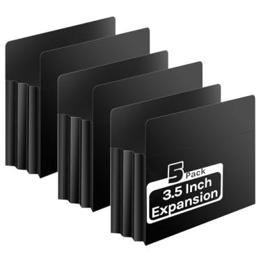 Imagem de Ansook Bolsos expansíveis para arquivos, pacote com 5 pastas suspensas expansíveis de 8,5 cm, pastas suspensas com vedação lateral