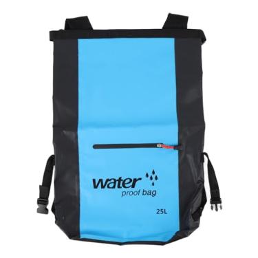Imagem de Bolsa Seca de 25L para Caiaque, Acampamento, Mochila de Separação Seca e úmida à Prova D'água Com Alça de Ombro, Feita de PVC, Vários Compartimentos (Azul)