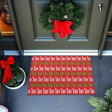 Imagem de Tapete De Porta Capacho Divertido HOHOHO BRANCO E VERDE Ca945