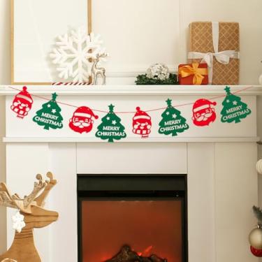 Imagem de Faixa Merry Christmas Guirlanda de feltro de lã verde vermelha