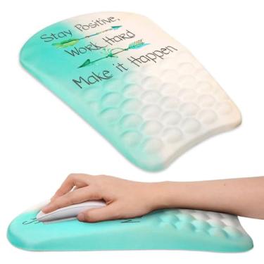 Imagem de Mouse pad ergonômico para pulso com design de massagem, descanso de pulso para alívio da dor com base de poliuretano antiderrapante, mouse pad com suporte de pulso para mouse e mesa sem fio, faça