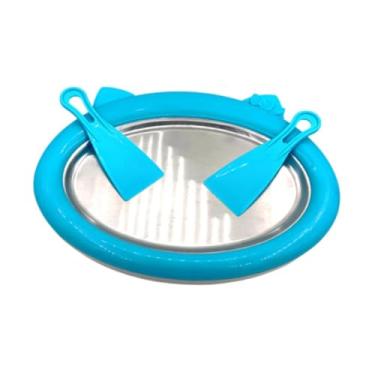 Imagem de IEUDNS Máquina de sorvete instantânea placa fria, máquina de sorvete rolada interativa doméstica para gelato congelado, Azul