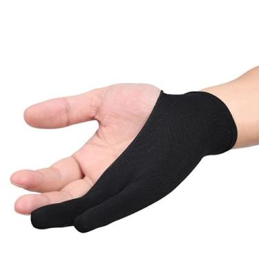 Imagem de Luva de Desenho Artístico, 5 Peças, Mão Direita e Esquerda, Camada única, Dois Dedos, Elasticidade Suave, Respirável, Arte Digital, Tablet Gráfico, Preto (S)