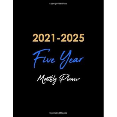 Imagem de Five year planner 2021-2025: Monthly Calendar with Federal Holidays (January 2021 to December 2025),Contact Name, Password Log and To do list : Black Cover Large Print 8.5x11