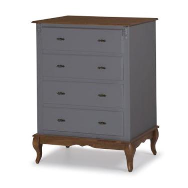 Imagem de Cômoda Clássica com 4 Gavetas Pés Luis Xv 60400 Linz Móveis - Cinza/Im