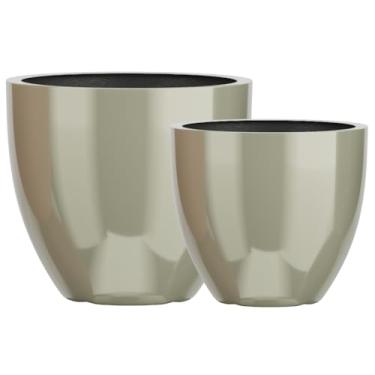 Imagem de Kit 2 Vasos Cachepot Fibra Vidro 57cm E 45cm Plantas Cores (Champagne)
