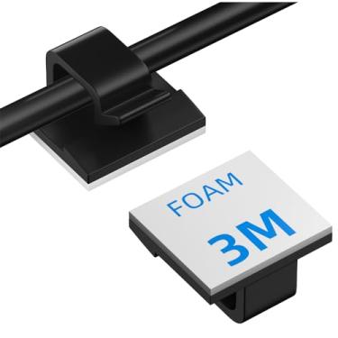 Imagem de Cable Management Clip,100Pcs Black Small,Cord Holders for Phone Charger, USB, Lightning,Type C,Cord Organizer for Nightstand,The Wall, Under Desk, Christmas Lights, Car, Dash Cam, Ethernet