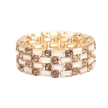 Imagem de QLLYHLH Brides Pulseira elástica de cristal austríaco para festa de casamento e eventos acessórios para mulheres, Large, Liga metálica, Cristal