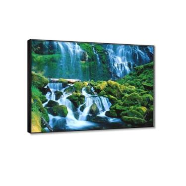 Imagem de Pintura em cascata arte de parede em tela - bela cachoeira (2) paisagem de natureza impressão em tela grande arte pronta para pendurar arte de parede para sala de estar decoração de quarto 60 x 80 cm