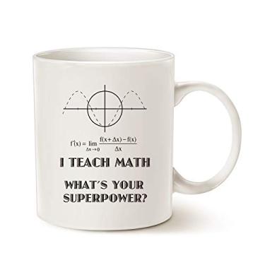 Imagem de MAUAG Caneca de café Funny Teacher, I Teach Math What's Your Superpower, presentes exclusivos de dia dos professores para copo de professor, branca, 325 ml