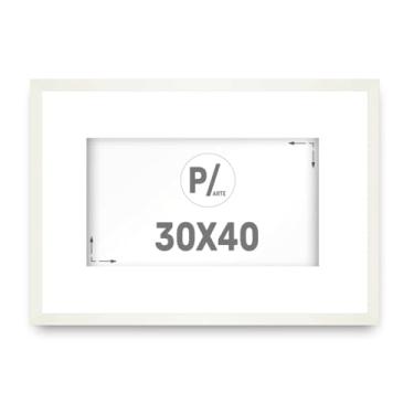 Imagem de Moldura para Arte 30x40 cm com Paspatur Pôster Arte com Proteção Petg (Branco)