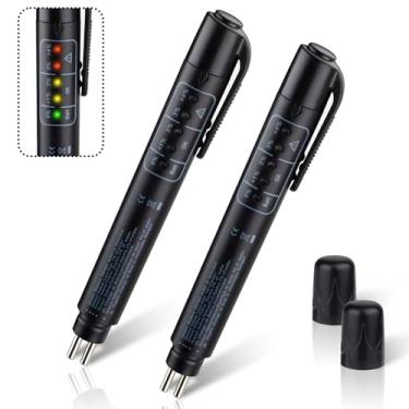 Imagem de ecocstm 2 PCS Testador de fluido de freio, testador de umidade de fluido de freio, caneta testadora de líquido de fluido de freio com 5 indicadores LED, ferramenta de verificação de diagnóstico de