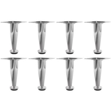 Imagem de Kit 8 Pé Para Móveis Regulável Cônico Cromado 20cm em Aço - HD