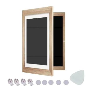 Imagem de Wswqop 27x39cm 8k Kids Artwork Frame Frente de abertura com painel de acrílico para a parede infantil pendurada, Estrutura de Cor de Madeira