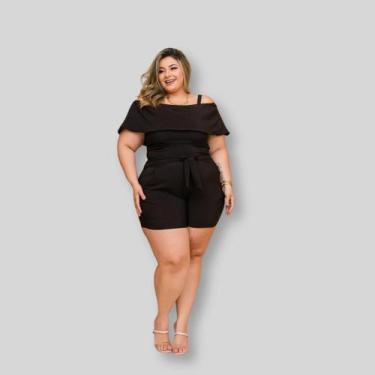 Imagem de Macaquinho Ciganinha Feminino Plus Size Com Faixa 0621 - Bellucy Modas