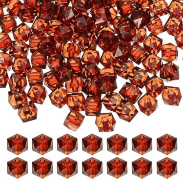 Imagem de PATIKIL Contas facetadas de cubo acrílico de 10 mm, 200 peças de contas quadradas de diamante espaçadoras soltas para fazer joias, pulseira, colar, brincos, sinos de vento, artesanato, marrom