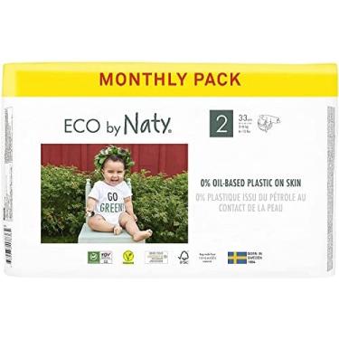 Imagem de Eco por Fraldas de Bebê Naty - Fraldas Ecológicas baseadas em plantas, ótimas para pele sensível ao bebê e ajuda a prevenir vazamentos (Tamanho 2, Con