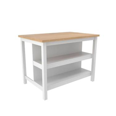 Imagem de Ilha Cozinha Ditália 2 Prateleiras Branco Cd-1019