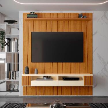 Imagem de Painel Ripado Zigzag Para Tv Até 75 Polegadas Roma Com Nicho 180cm Cor: cedro Cedro
