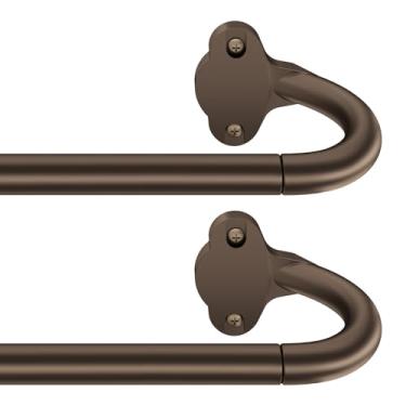 Imagem de JRZOO Pacote com 2 varões de cortina de bronze, hastes de cortina envolventes para janelas de 76 a 111 cm, haste blackout ajustável de 1,5/20.3 cm, hastes decorativas modernas para escurecimento de