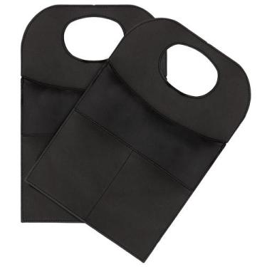 Imagem de Lixeira Automotiva Com Bolsos Ecológica Couro Verdadeiro - Young, Pret