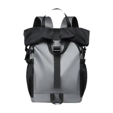 Imagem de kowaku Roll tampa de mochila mochila multiuso saco de ginástica resistente a água elegante mochila mochila, Cinza Claro