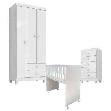 Imagem de Quarto Bebê 3 Portas Com Gaveteiro Ternura Baby E Mini Berço Moisés Al