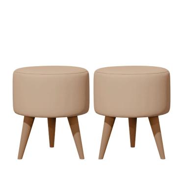 Imagem de Kit 02 Puff Redondo Estofado Decorativo Banqueta Para Apoio Dos Pés