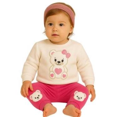 Imagem de Conjunto Infantil Menina Moletom Peluciado Com Bordado de Ursinho Kyly-Feminino