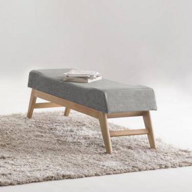 Imagem de Puff Para Quarto 140cm Linho Requadro Horus Sofani Cinza/imbuia