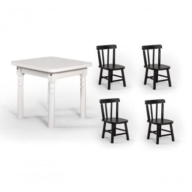 Imagem de Conjunto Mesinha Infantil Branca Com 4 Cadeiras Kids Tabaco