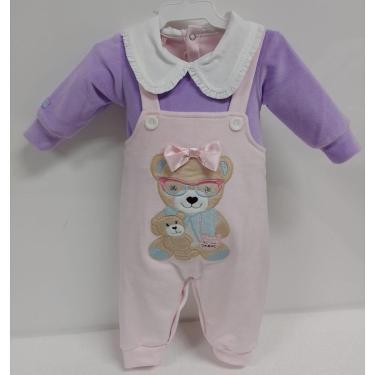 Imagem de Macacão Jardineira Plush Luxo Bebê Menina Inverno Lessa 9078-Feminino