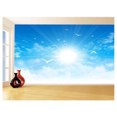 Imagem de Papel De Parede 3D Paisagem Céu Azul Nuvens 3,5M Nsk116 - Você Decora