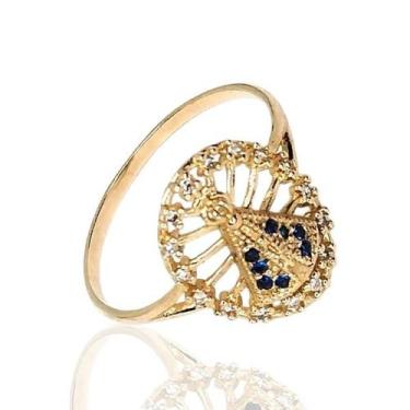 Imagem de Anel de ouro 18k Nossa Senhora Aparecida com Pedras . - Elegancy Joias