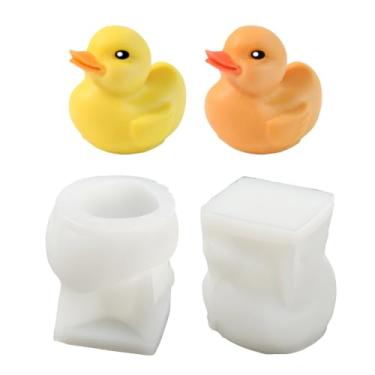 Imagem de UR URLIFEHALL 2 peças de moldes de vela de pato 3D de silicone em forma de animal, moldes de fundição de resina epóxi para artesanato de aromaterapia, ornamentos de sabonete, decoração de casa