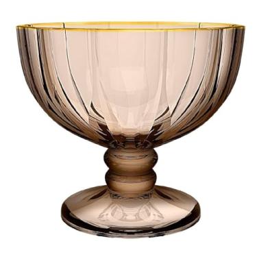 Imagem de Jogo de 6 taças para sobremesa Refinatto em cristal ecológico com borda dourada 350ml A10cm caramelo