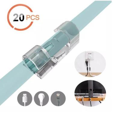 Imagem de Kit c/20 Clips Fixador Organizador de Fios e Cabos 20 Peças Autoadesiv