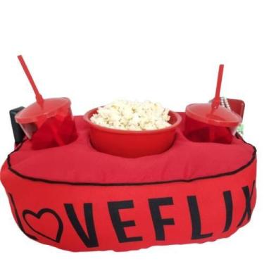 Imagem de Almofada Com Bolso Porta Pipoca Balde + 2 Copos Loveflix - Maria dos R
