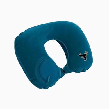 Imagem de Travesseiro Almofada de Pescoço Inflável Portátil - Conforto Ergonômico, Suporte Cervical, Ideal para Viagens e Relaxamento - (Verde)