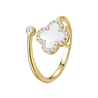 Imagem de Qitian Colar de trevo feminino ouro 18K quatro folhas rosa Lucky Link Clover, conjunto de colares modernos joias presentes para mulheres, 0.59, Aço inoxidável, Zircônia cúbica